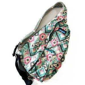 Kavu Ikat REI Blue Pink Rope Sling Hands Free Hiking Casual Bag Purse Crossbody